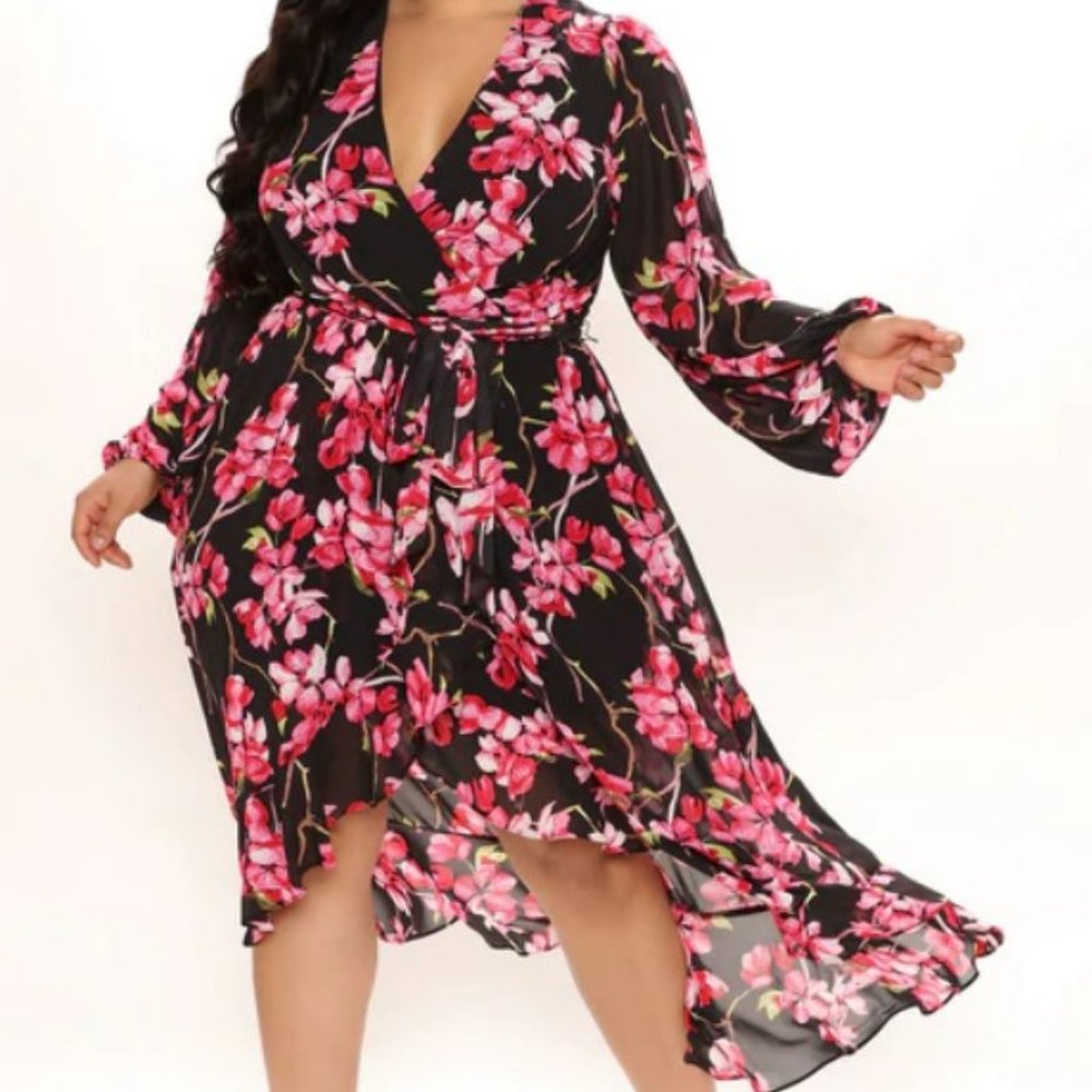 Fun Floral and Black Sheer Dress